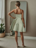 Charming Mint Green Spaghetti Straps Satin Design A-line Short Homecoming Dress HZ1024