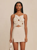 Women's New Three-Dimensional Flower Design Sexy Bare Umbilly Slings Dress Dress Dress 68HZ