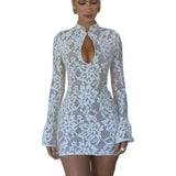 Sexy Wind 2024 Summer Women's In French Knitted Hollow Sleeve Dress 68HZ