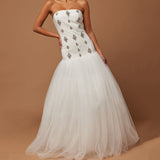 New White Sexy Decorative Diamond Mesh Spong Pont High-End Women's Breast-Wear Dress Dress 68HZ