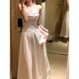 White Suspension Dress Women's New Fascress With Thin Waist-Waisted Dress 68HZ