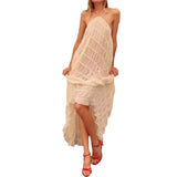 Minimal Niche Irregular Splicing Skirt Retro Thin Sling Skirt 68HZ