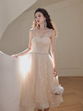 Evening Dress 2024 New Extreme Day Meteor Fine Shiny Piece Hanging Dress Birthday Ceremony Fairy Dress 68HZ