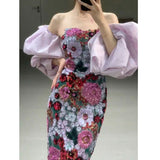 Evening Dress Banquet Bra Dress 2024 New Female Spring And Summer Senior Famous Woman Bubble Bubble Sleeve Birthday Dress 68HZ