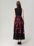 Spring/Summer 2024 New Red Vintage Print Stud Vest Black Dress Dress Dress Woman 68HZ