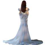 Evening Dress Dress Woman 2024 New Blue Fishtail High-End Light Luxury Niche High-End High-End High-End French Toast Bridal Wedding Dress 68HZ