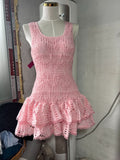 Sweet And Spicy Sexy Wind 2024 Spring New Loose Waist Fold Design Lotus Leaf Side Short Sling Dress 68HZ