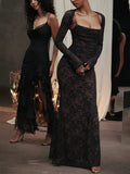 Direct Sale 2024 Sexy Long-Sleeved Lace Lace Lace Tie Dress Two 68HZ