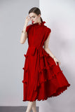 High-Grade Dress Sweet Wooden Ear-Stupling Long Heavy Industry Folding Haewn Dress Women 2025 Spring And Summer 68HZ