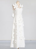 High-Level Sense Splicing Flowers In Spring 2025 New White Slimming-Skinny Back Dress Female Trend 68HZ