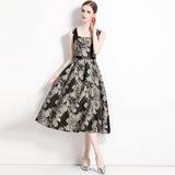 Summer Senior Sense Of The Temperament Sleeveless Long Dress Light Mature Sister Wind Reduction Age Thin Black Broken Flower Dress Woman 68HZ