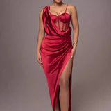 2025 New Solid Color Open Sling Skirt Women's Fashion Peach Heart Collar Sexy Dress Tide 68HZ