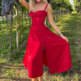 Summer Women's Clothing New Dress Repair Fork And Broken Flower Skirt Hollow Bare Back Sling Dress 68HZ
