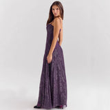 New Slings Tulle Formal Dress Women's Flower Lace Paste Long Ball Dress 68HZ