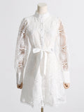 French Court Style Dress 2025 Spring New Embroidery Lace Niche Design Feeling Waist Thin Dress Woman 68HZ
