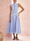 Sliced Hollow Lace Collar Dress 2025 New Sleeveless Lotus Leaf Side Dress Dress Woman 68HZ