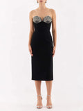 Twisted Skirt Sexy Diamond Bra Dress Dress High-End Light Luxury Niche Evening Dress Dedicated 68HZ