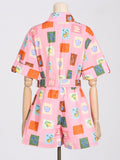 Fashion Temperament Two-Piece Set 2025 New Design Print Set Short-Sleeved Shirt Top + Casual Shorts Women 68HZ