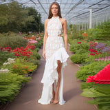 French Banquet Dress Dress 2025 Spring New Famous Embroidered Lotus Leaves Side Of The Body-Cuffed Dress Woman Trendy 68HZ