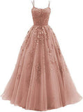 Evening Dress Women 2025 Fine Shoulder Prom Neat Long Tulle Lace Sticker Girl Party Ball Dress Summer 68HZ
