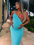 New High-End Women's Sexy Collar With Wrapped Chest Solid Color Hanging Neck Dress Sea Starfish Decorative Dress Dress 68HZ