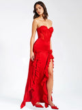 High-End Women's Sexy Perspective T-Shirt Tset Skirt Lotus Leafy Dress Dress Height Open Dress Dress Dress Woman 68HZ