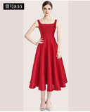 French Hepburnian Niche Temperament Retro Sling With Large Hem Pendulum Sling Dress Fluffy Dress Dress 68HZ