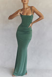 Direct Sale 2024 Summer Dress Fish Bone Folded Back Slings Fishtail Dress Dress Dress Woman 68HZ