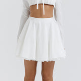Spice Girls Women's New Fashioned Butterfly Lace Dress Pure White Short Dress Summer Sweet And Hot Little Skirt 68HZ
