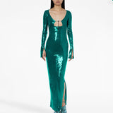 New Sexy Tear Sleeve Dress Fashion U-Neck Women's Dress Under The Fork Dress Long 68HZ