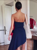 High-End Women's Sexy Hollow Bra Dress Temperament Flower Decoration Irregular Dress Dress Dress Dress Dress Dress Dress 68HZ