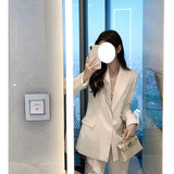 New Famous Style White Temperament Nail Beaded Blazer Suit Coat Coat Female French Small Suit Suit 68HZ