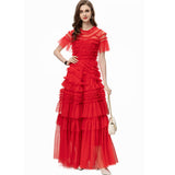 Vintage Wind Round Collar Lotus Leaf Side Splicing Short Sleeves Big Swing Purple Dress Dress Women's Autumn And Winter New 2024 68HZ