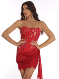 High-End Women's Sexy Lace Perspective Splicing Waist Tset Bra Dress Elegant Temperament Dress Dress Dress Dress Dress 68HZ