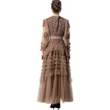 Luxury Lint Collar Retro Net Yarn Dress Dress Dress New Spring And Summer 2025 68HZ