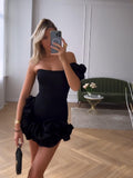 2024 New Sexy Dress Skirt Irregular Lotus Ribs Waist Dress 68HZ