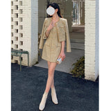 Cinque Small Fragrant Fashion Temperament French Long-Sleeved Coat Vest Dress Dress Half Dress Small Fragrant Suit Woman 68HZ