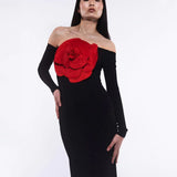 New Sexy Bosom Long Dress Body-Dexing Fashion Decoration Flower Opening Dress Dress Woman 68HZ