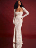 Direct Sale 2024 Sexy Long-Sleeved Lace Lace Lace Tie Dress Two 68HZ