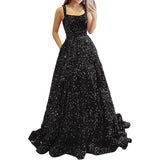2025 Prom Dress Long A-Shaped With Pocket Formal Evening Dress Side Open Flash Party Dress 68HZ