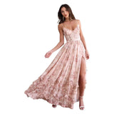 Seaside Vacation Beautiful Unique Pink Sling Dress Super Good-Looking Temperament Long Dress Women's New Summer 68HZ