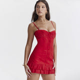 Women's Dress Dress Summer Sweet Spicy Sling Skirt Body-Daughter Small Dress Red Babes Dress Girl 68HZ