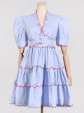 French High-End Dress Women 2025 Summer New Fashion Splicing Strap To Collect Waist Thin Short Skirt Super 68HZ