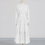 French Fashion High-End Set Women's Clothing 2025 Spring New Collar Hollow Shirt High Waist Half-Dress Women's Winter 68HZ