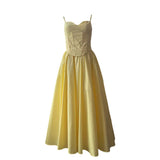 Sexy Suspension Dress 2025 New Corset Thin Breastless Sleeveless Temperament In The Color Of The Long Dress Woman 68HZ
