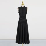 Sliced Hollow Lace Collar Dress 2025 New Sleeveless Lotus Leaf Side Dress Dress Woman 68HZ