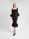 Boutique Women's Dress Round-Neck Three-Dimensional Flowers Drill Body-In-Body-Brows With Evening Dress 68HZ