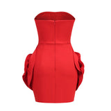 New High-End Women's Sexy Decorative Three-Dimensional Flower Dress Female Temperament Bare Back Tset Dress 68HZ