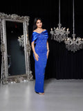 High-End Women's Thin Dress Dress Dress Watery Shoulder Elegant Temperament Banded Evening Dress Dress 68HZ