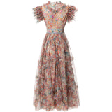Heavy Industry Lily Lotus Leaf Sleeve Print Dress Long Dress Summer Autumn Women's New 2024 68HZ